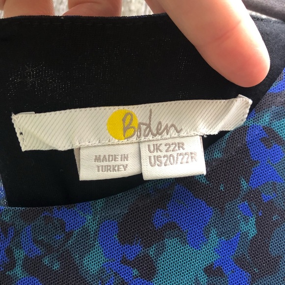 Boden Midi Dress Size 20 Blue Floral Watercolor Long Balloon Sleeve Pleated - Picture 9 of 16